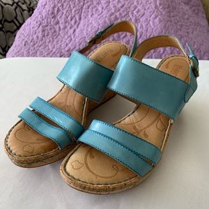 Born Du Jour Wedge Sandals w/ Cork Heel (BLUE)